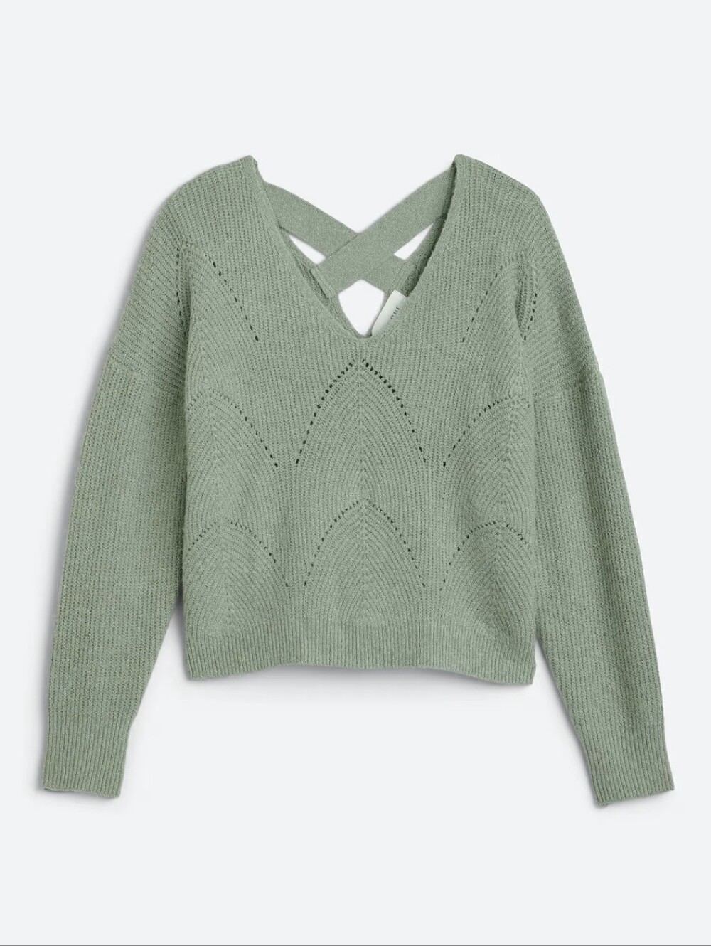 Pinque Dareen Lattice Back Pointelle Sweater (Size Small)